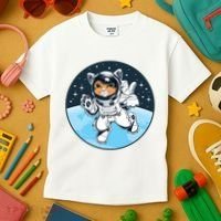 Cute Cat Astronaut Kids T-Shirt thumb 3