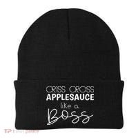Criss Cross Applesauce Funny Kinder Teacher Back To School Beanie thumb 0