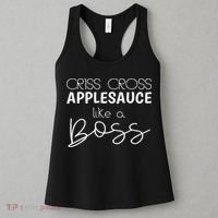 Criss Cross Applesauce Funny Kinder Teacher Back To School Women's Tank Top thumb 3