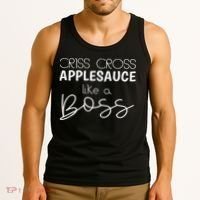 Criss Cross Applesauce Funny Kinder Teacher Back To School Tank Top thumb 3