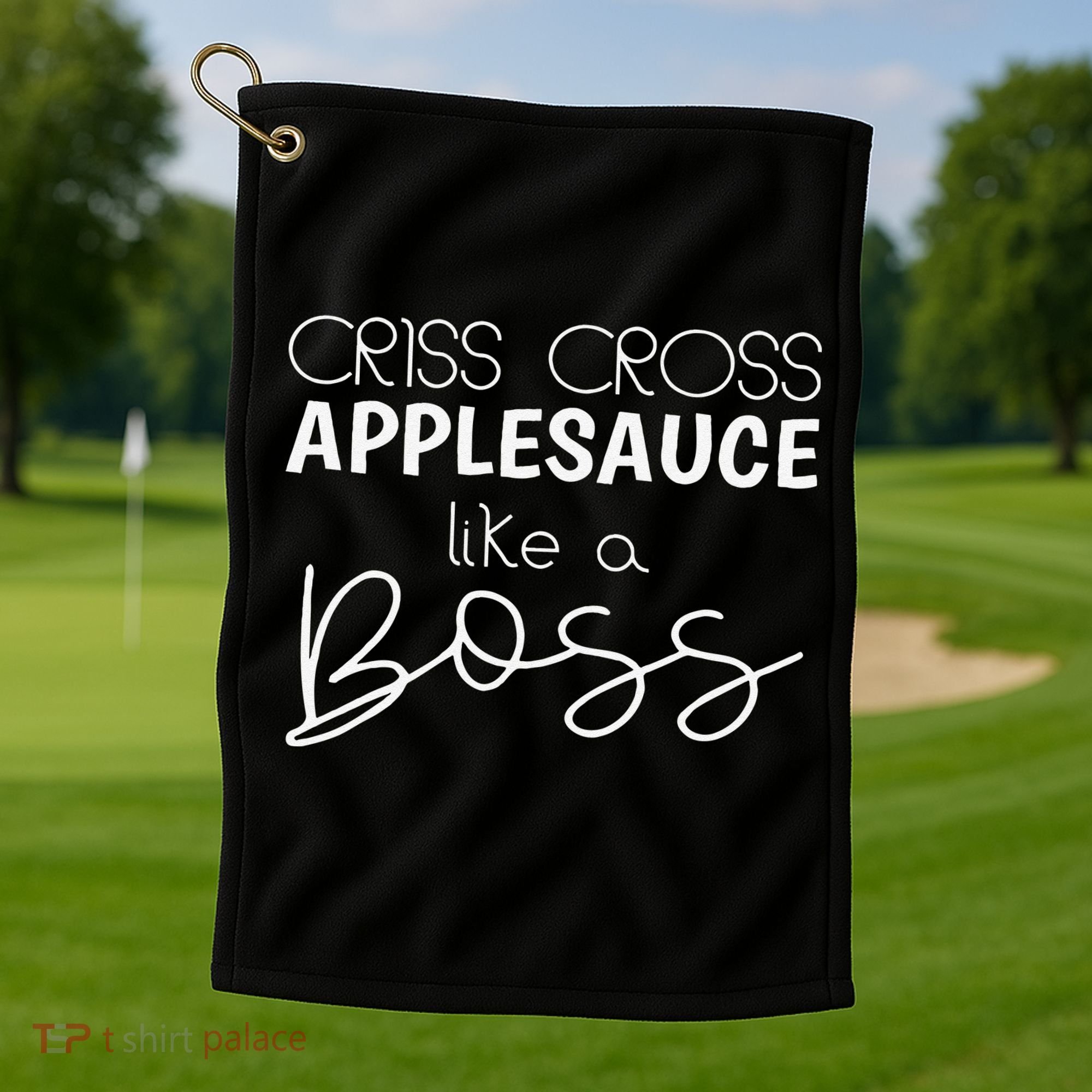 Criss Cross Applesauce Funny Kinder Teacher Back To School Golf Towel