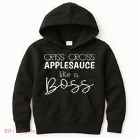 Criss Cross Applesauce Funny Kinder Teacher Back To School Kids Hoodie thumb 0