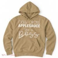 Criss Cross Applesauce Funny Kinder Teacher Back To School Hoodie thumb 0