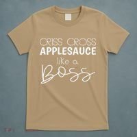 Criss Cross Applesauce Funny Kinder Teacher Back To School T-Shirt thumb 5