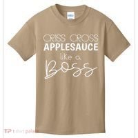 Criss Cross Applesauce Funny Kinder Teacher Back To School Kids T-Shirt thumb 0