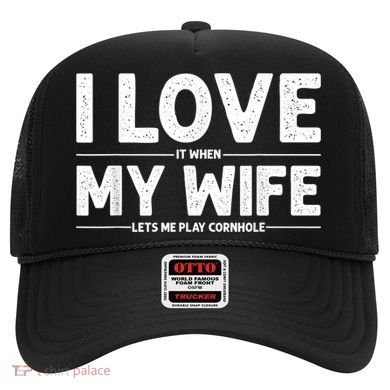 Cool Cornhole Art For Men Dad Love My Wife Husband Corn Hole Hat