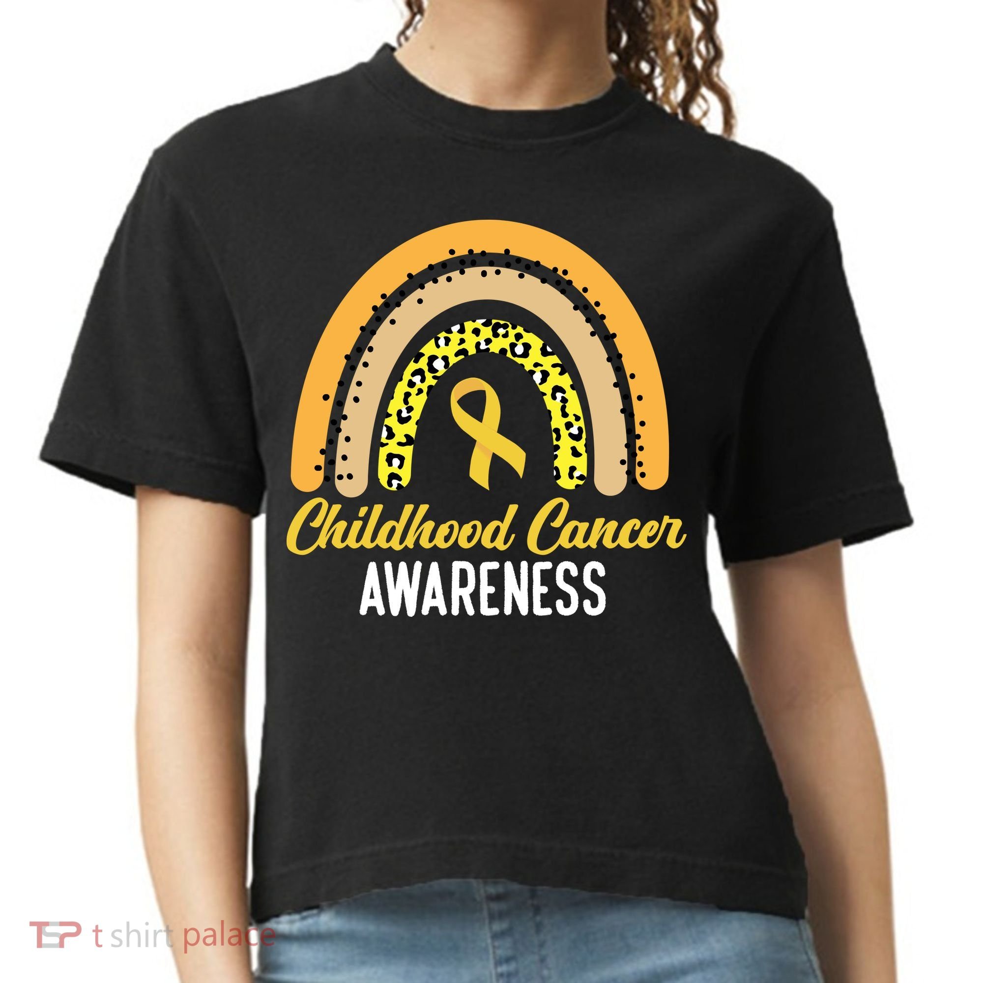 Childhood Cancer Awareness Rainbow Gold Ribbon Comfort Colors Boxy T-Shirt