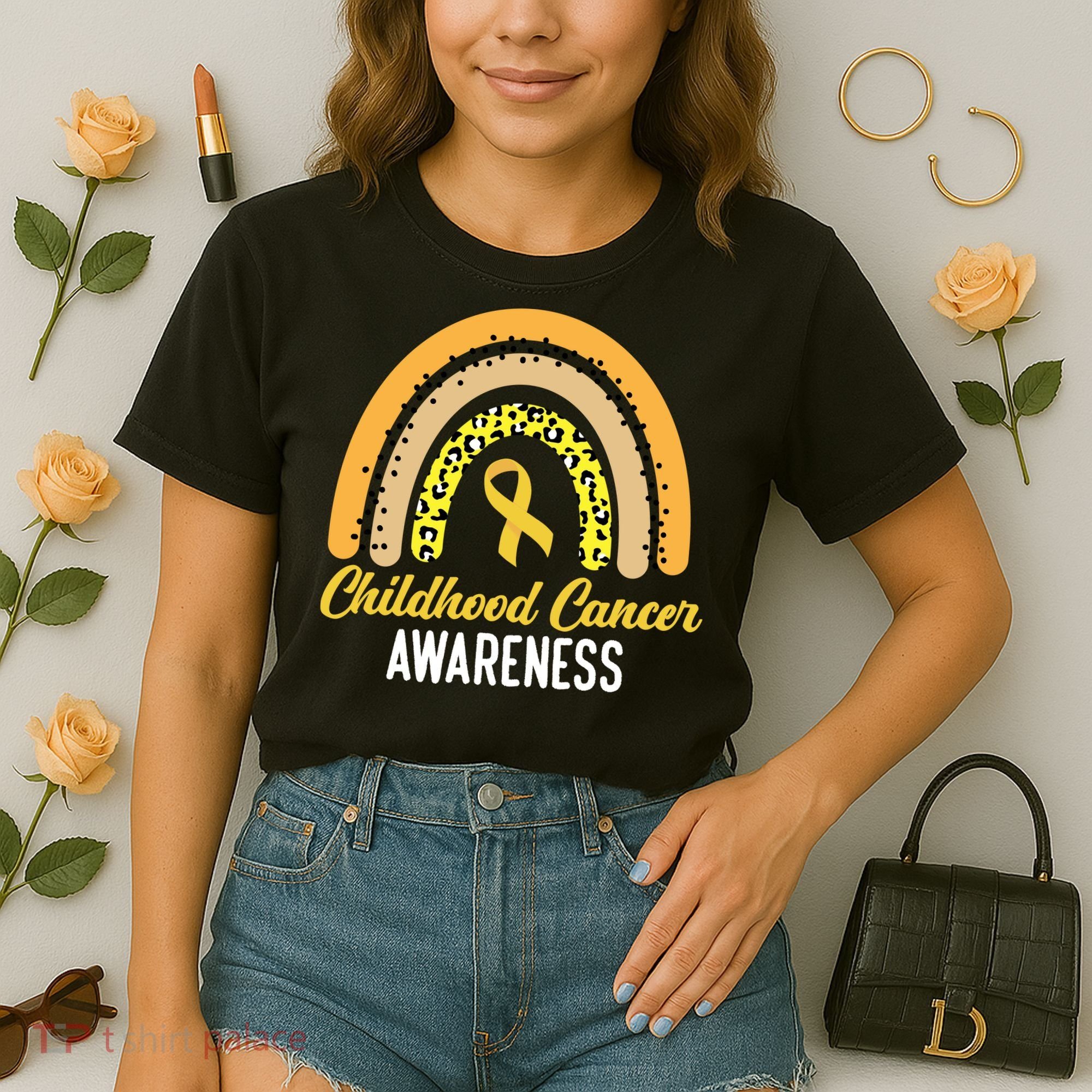 Childhood Cancer Awareness Rainbow Gold Ribbon Comfort Colors Boxy T-Shirt