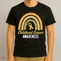 Childhood Cancer Awareness Rainbow Gold Ribbon T-Shirt thumb 3