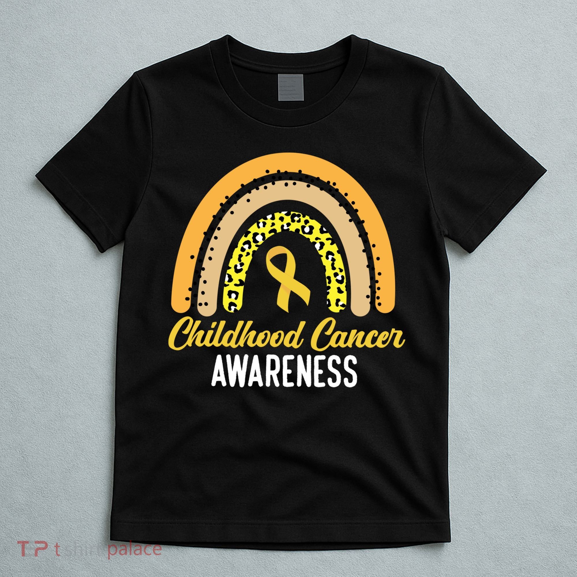 Childhood Cancer Awareness Rainbow Gold Ribbon T-Shirt