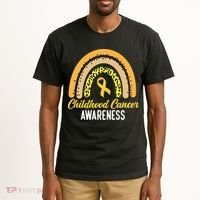 Childhood Cancer Awareness Rainbow Gold Ribbon Tall T-Shirt thumb 2