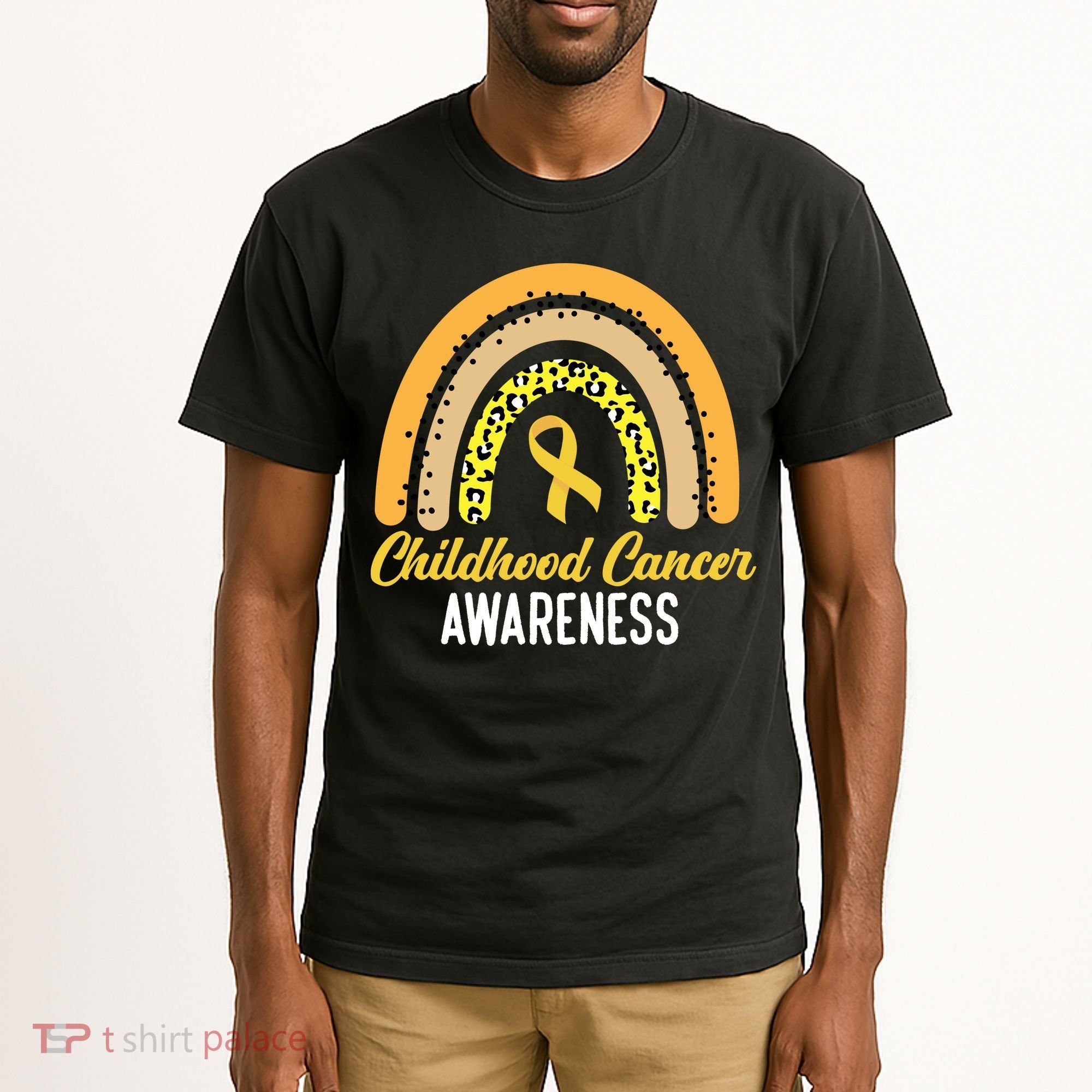 Childhood Cancer Awareness Rainbow Gold Ribbon Tall T-Shirt