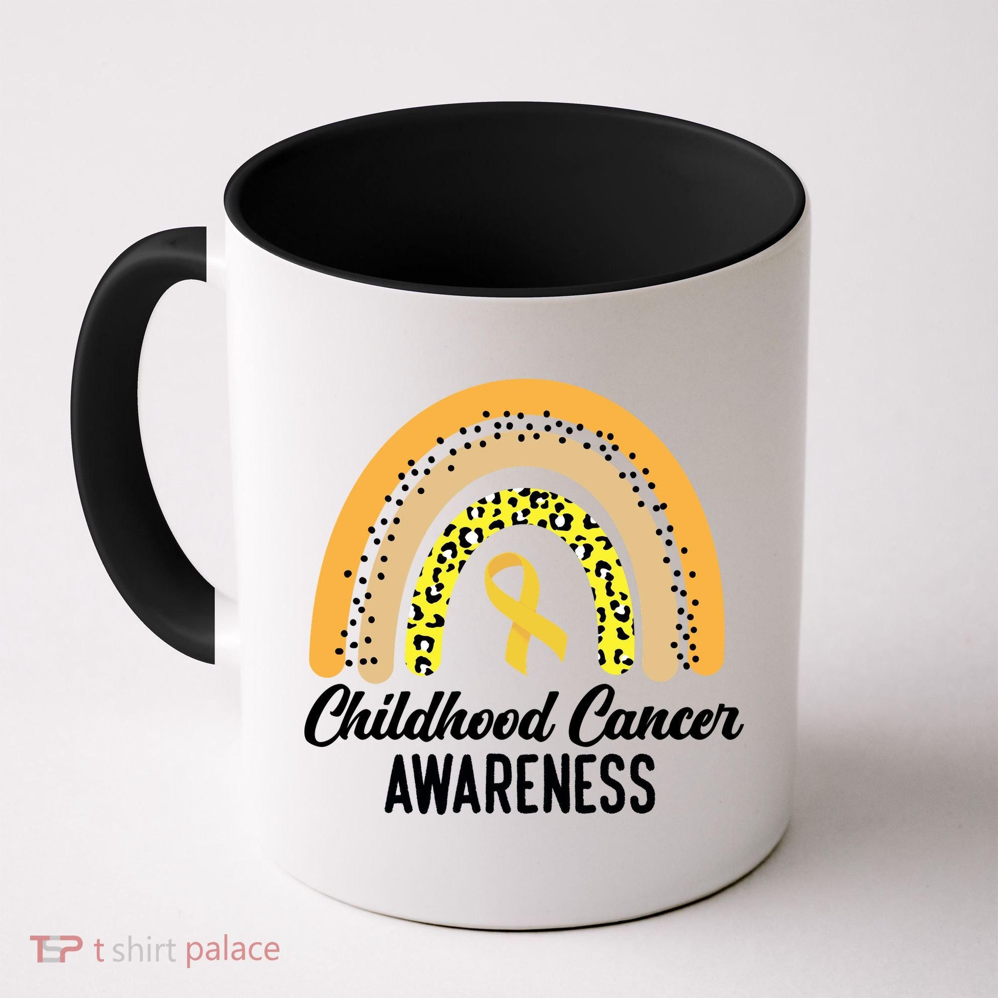 Childhood Cancer Awareness Rainbow Gold Ribbon Coffee Mug