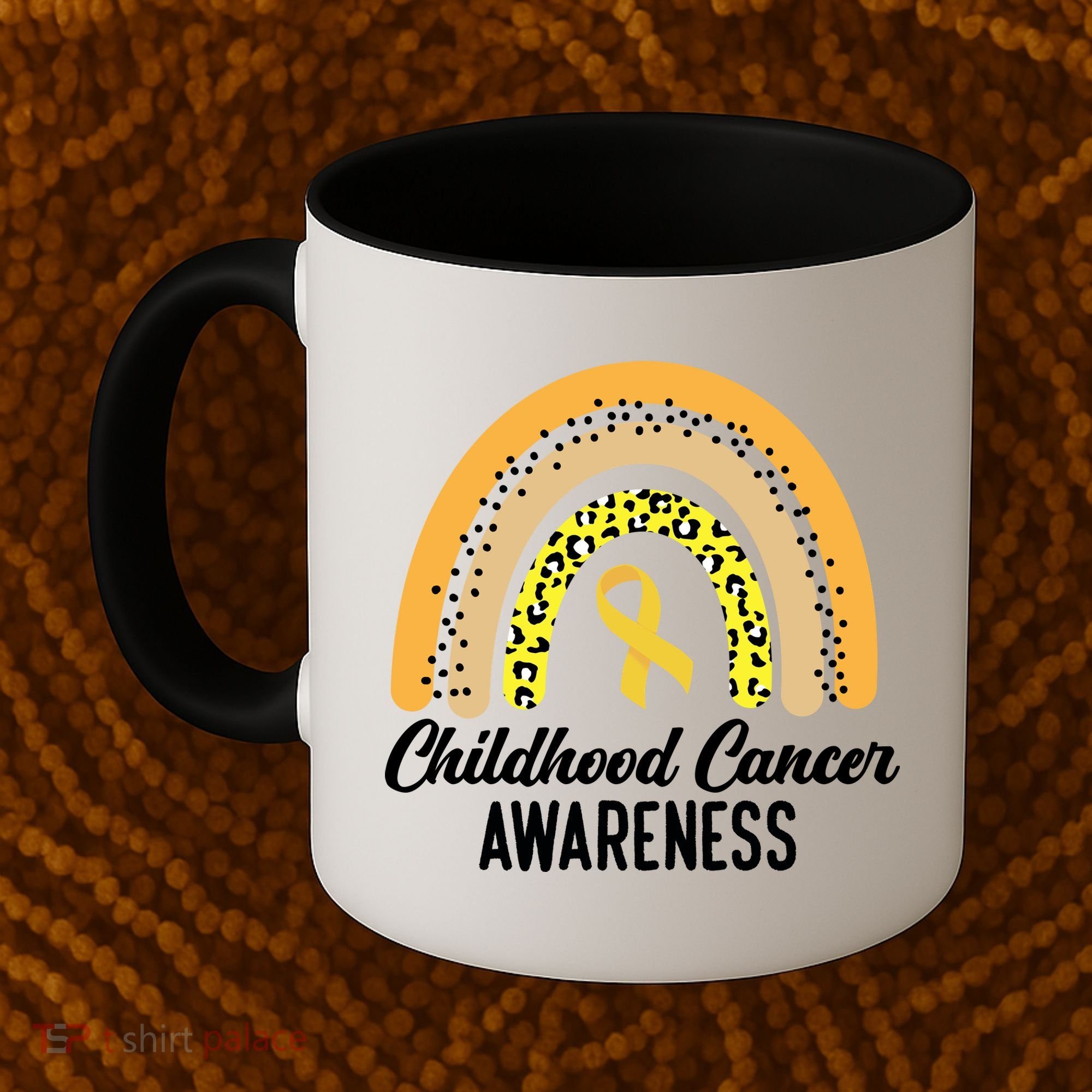 Childhood Cancer Awareness Rainbow Gold Ribbon Coffee Mug