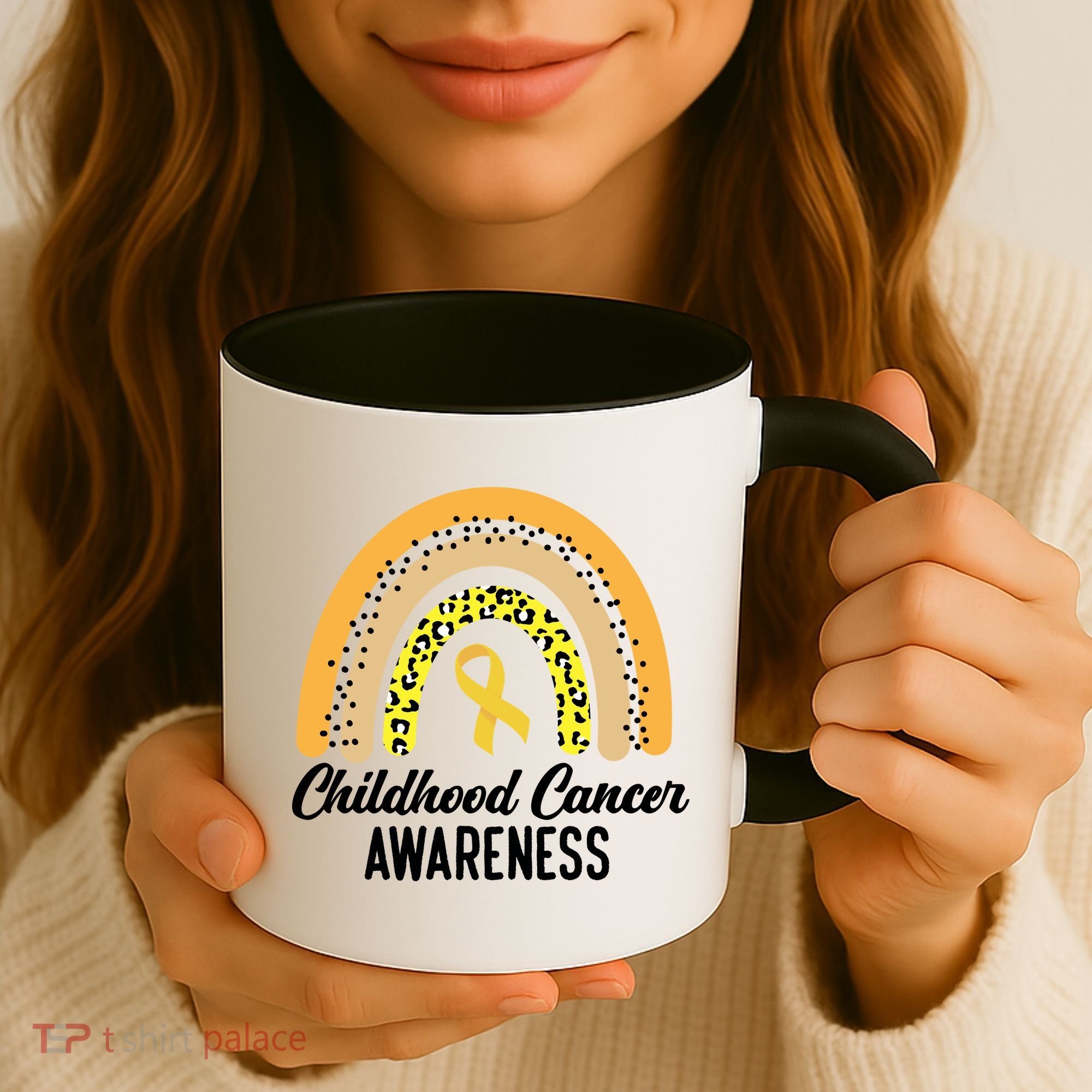 Childhood Cancer Awareness Rainbow Gold Ribbon Coffee Mug