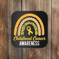 Childhood Cancer Awareness Rainbow Gold Ribbon Coaster thumb 0