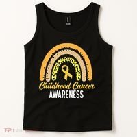 Childhood Cancer Awareness Rainbow Gold Ribbon Tank Top thumb 2