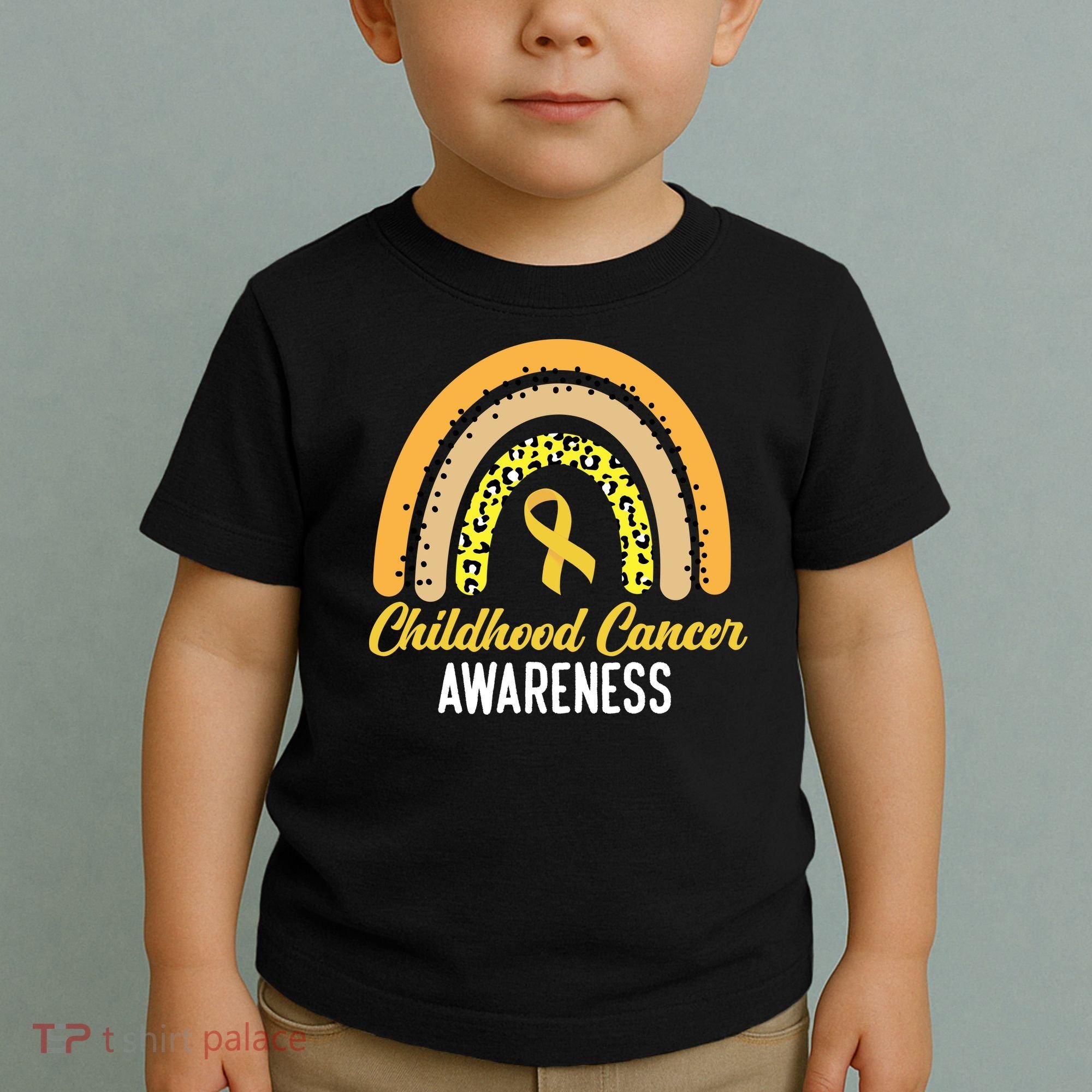 Childhood Cancer Awareness Rainbow Gold Ribbon Toddler T-Shirt