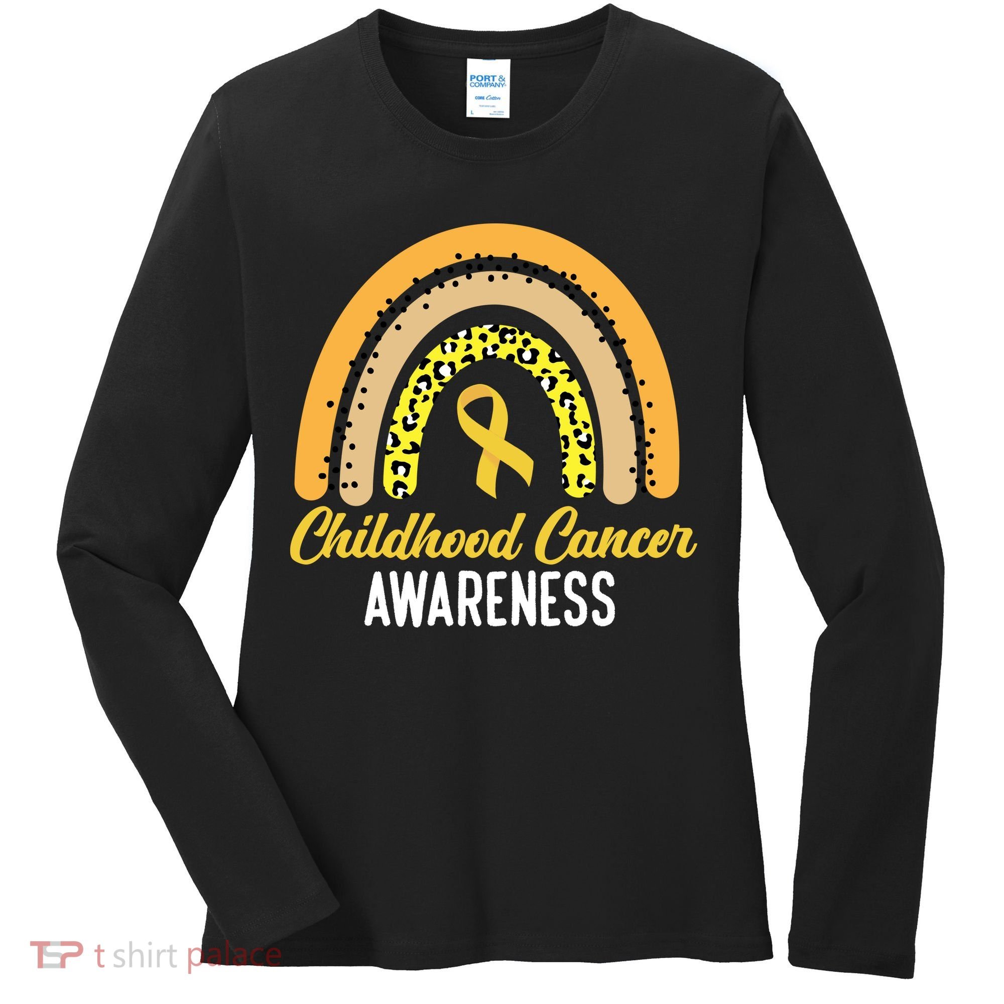 Childhood Cancer Awareness Rainbow Gold Ribbon Women's Long Sleeve Shirt
