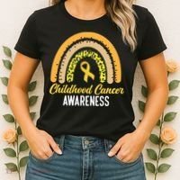 Childhood Cancer Awareness Rainbow Gold Ribbon Women's T-Shirt thumb 2