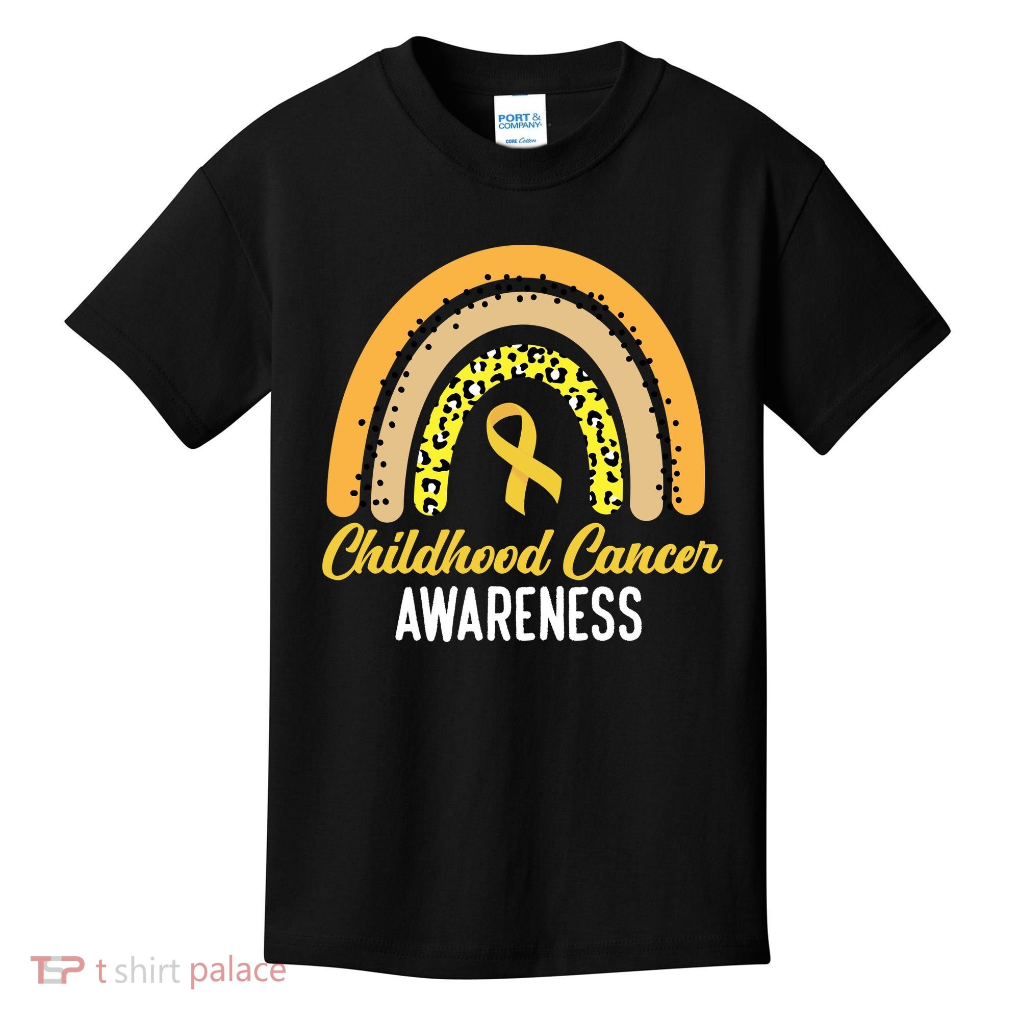 Childhood Cancer Awareness Rainbow Gold Ribbon Kids T-Shirt