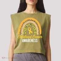 Childhood Cancer Awareness Rainbow Gold Ribbon Garment-Dyed Women's Muscle Tee thumb 2