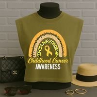 Childhood Cancer Awareness Rainbow Gold Ribbon Garment-Dyed Women's Muscle Tee thumb 3