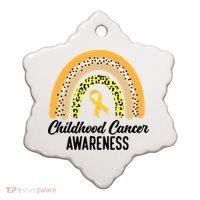 Childhood Cancer Awareness Rainbow Gold Ribbon Ceramic Ornament thumb 0