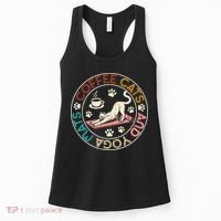Coffee Cats And Yoga Mats Funny Cats And Yoga Lover Women's Tank Top thumb 0
