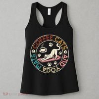 Coffee Cats And Yoga Mats Funny Cats And Yoga Lover Women's Tank Top thumb 3