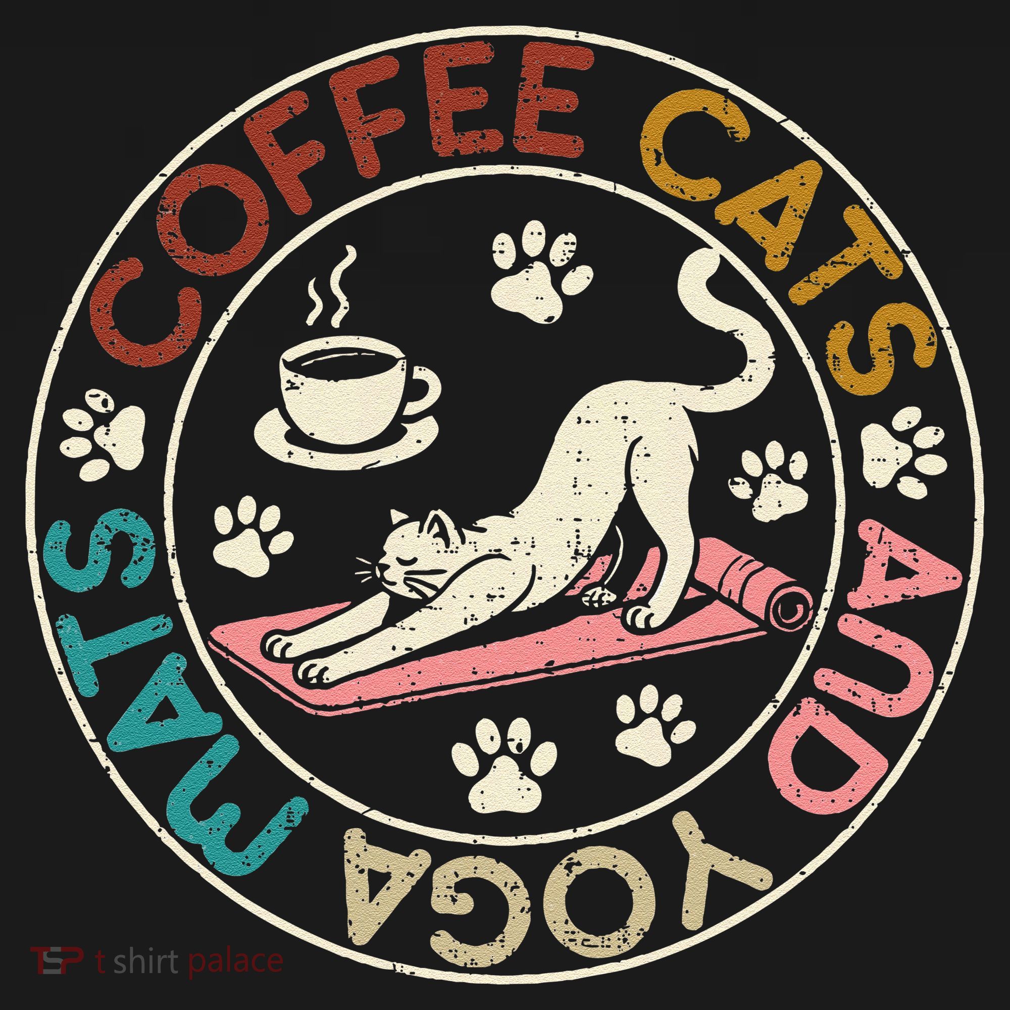 Coffee Cats And Yoga Mats Funny Cats And Yoga Lover Women's Tank Top