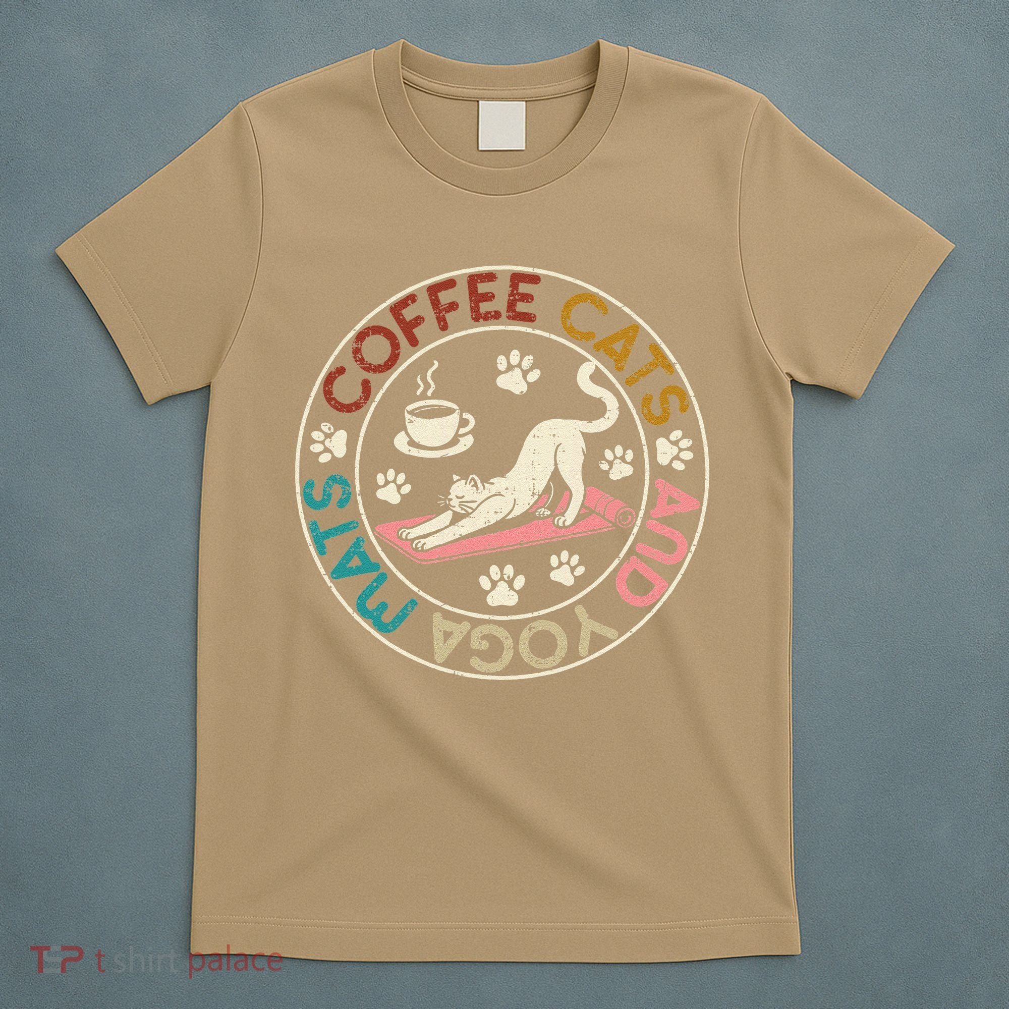 Coffee Cats And Yoga Mats Funny Cats And Yoga Lover T-Shirt