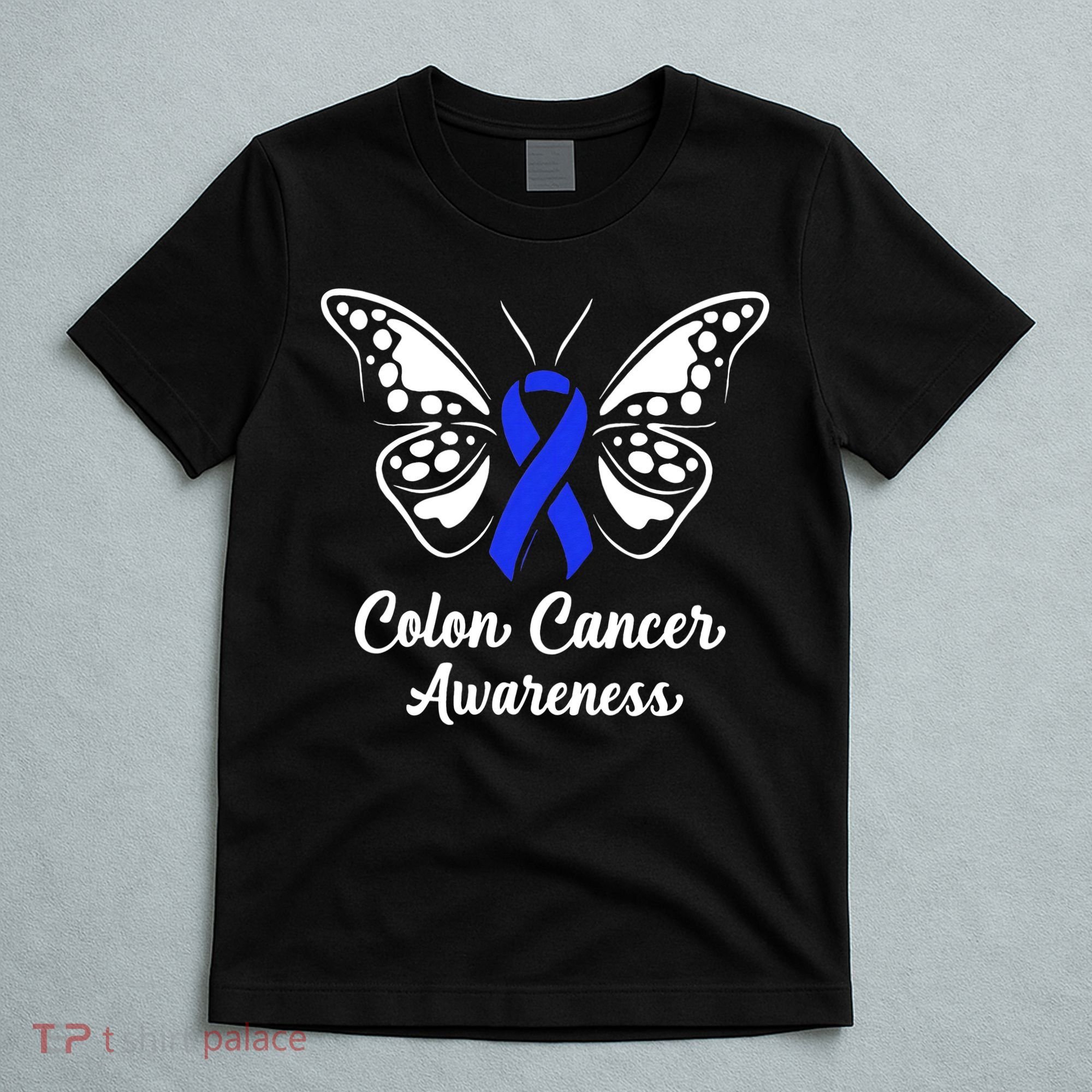 Colon Cancer Awareness Colorectal Cancer Blue Butterfly T-Shirt
