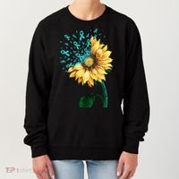 CERVICAL CANCER AWARENESS Sunflower Teal Ribbon Fighter Women's Sweatshirt thumb 0