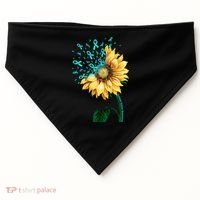 CERVICAL CANCER AWARENESS Sunflower Teal Ribbon Fighter USA-Made Doggie Bandana thumb 0