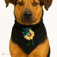 CERVICAL CANCER AWARENESS Sunflower Teal Ribbon Fighter USA-Made Doggie Bandana thumb 1