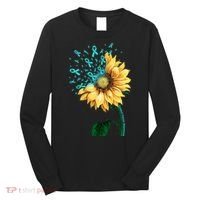 CERVICAL CANCER AWARENESS Sunflower Teal Ribbon Fighter Long Sleeve Shirt thumb 0