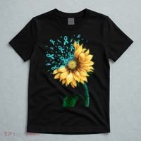 CERVICAL CANCER AWARENESS Sunflower Teal Ribbon Fighter T-Shirt thumb 5