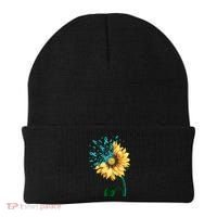 CERVICAL CANCER AWARENESS Sunflower Teal Ribbon Fighter Beanie thumb 0