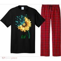 CERVICAL CANCER AWARENESS Sunflower Teal Ribbon Fighter Pajama Set thumb 0