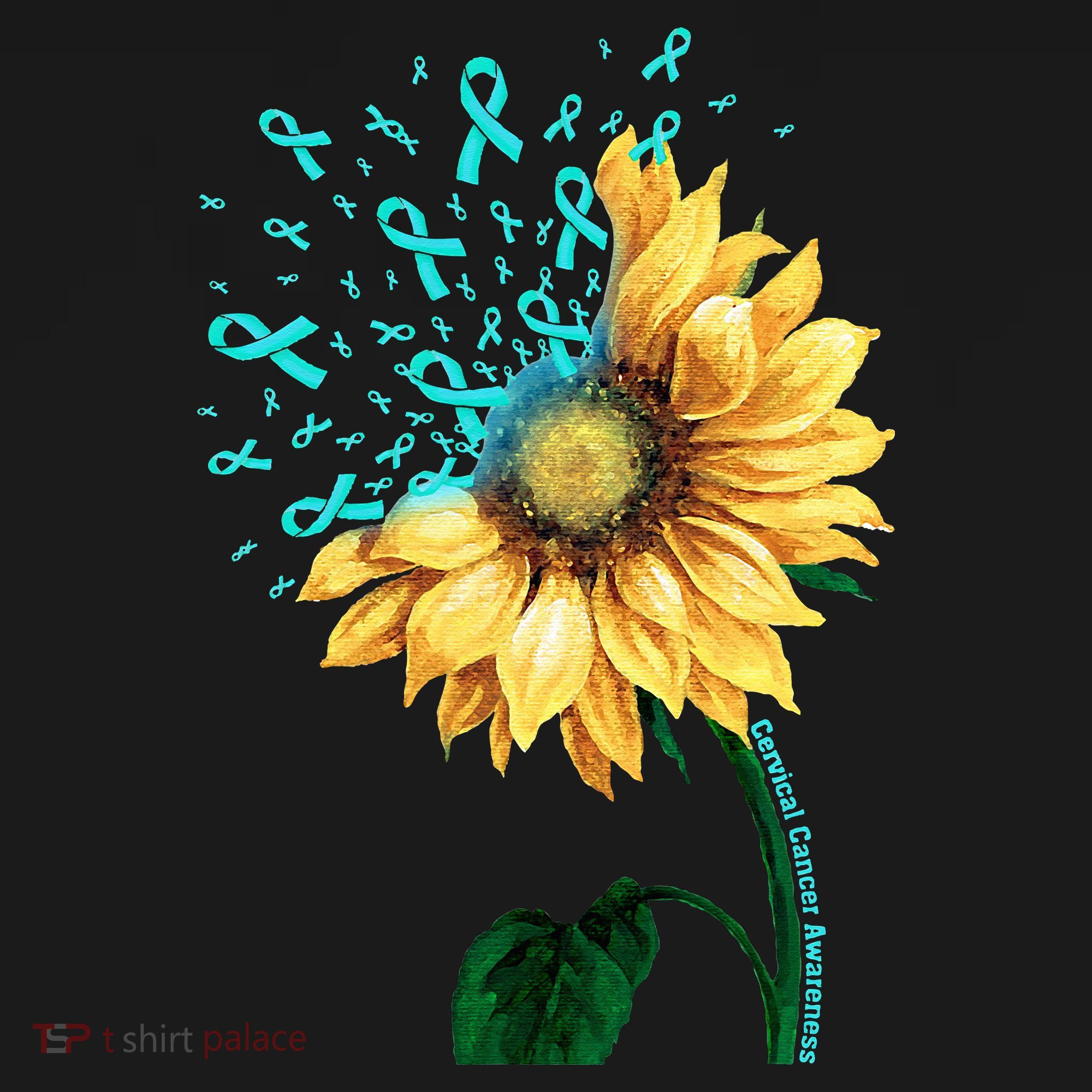 CERVICAL CANCER AWARENESS Sunflower Teal Ribbon Fighter Women's Hoodie