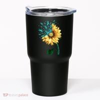 CERVICAL CANCER AWARENESS Sunflower Teal Ribbon Fighter Tumbler thumb 0