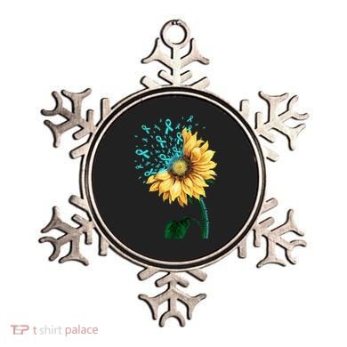 CERVICAL CANCER AWARENESS Sunflower Teal Ribbon Fighter Ornament
