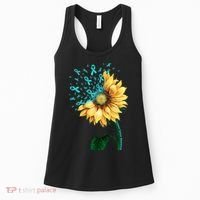 CERVICAL CANCER AWARENESS Sunflower Teal Ribbon Fighter Women's Tank Top thumb 0