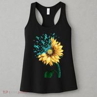 CERVICAL CANCER AWARENESS Sunflower Teal Ribbon Fighter Women's Tank Top thumb 3