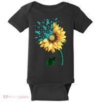 CERVICAL CANCER AWARENESS Sunflower Teal Ribbon Fighter Baby Bodysuit thumb 0
