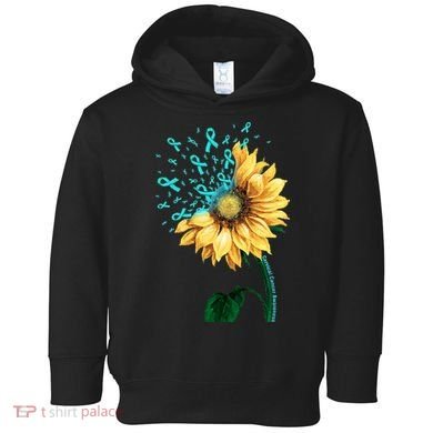 CERVICAL CANCER AWARENESS Sunflower Teal Ribbon Fighter Toddler Hoodie