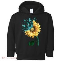 CERVICAL CANCER AWARENESS Sunflower Teal Ribbon Fighter Toddler Hoodie thumb 0
