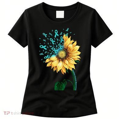 CERVICAL CANCER AWARENESS Sunflower Teal Ribbon Fighter Women's T-Shirt