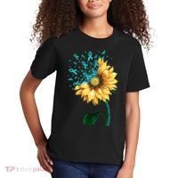 CERVICAL CANCER AWARENESS Sunflower Teal Ribbon Fighter Kids T-Shirt thumb 2